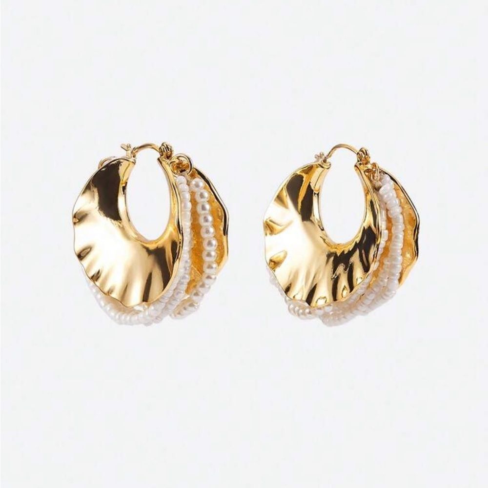 Pearl Hoop Earrings N1770